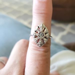 Vintage 18k GE faux diamond ring